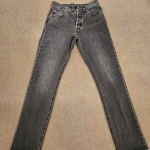 Levi's 501 Charcoal Denim Jeans w/Frayed Hem, Size 26 x 32